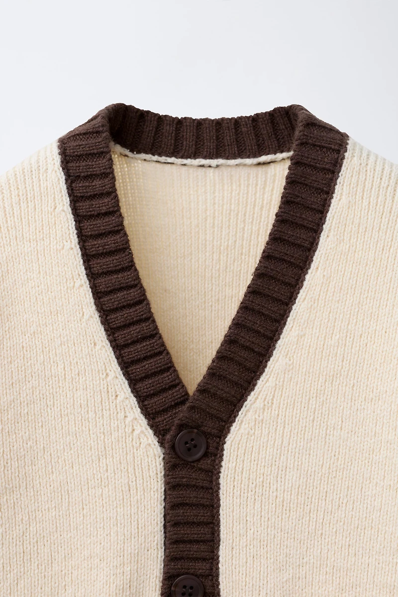COLOR BLOCK KNIT CARDIGAN
