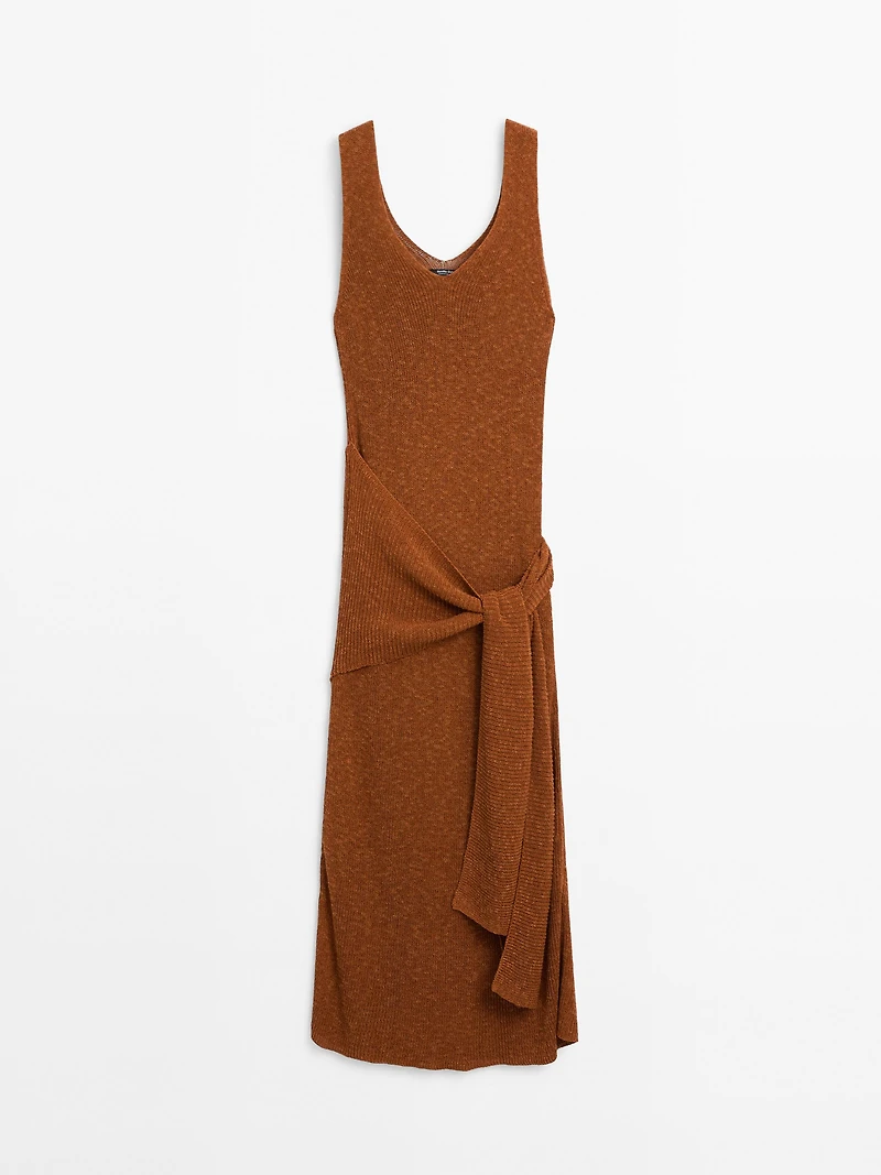 Long knit crossover dress