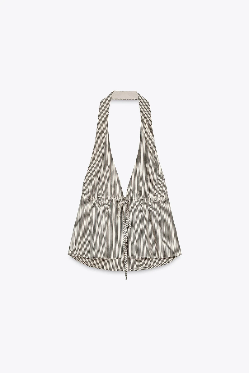 TOP EN POPELINE HALTER RAYÉ