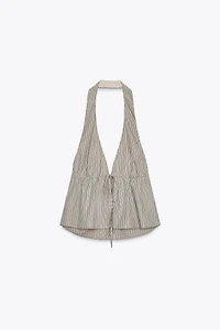 TOP EN POPELINE HALTER RAYÉ
