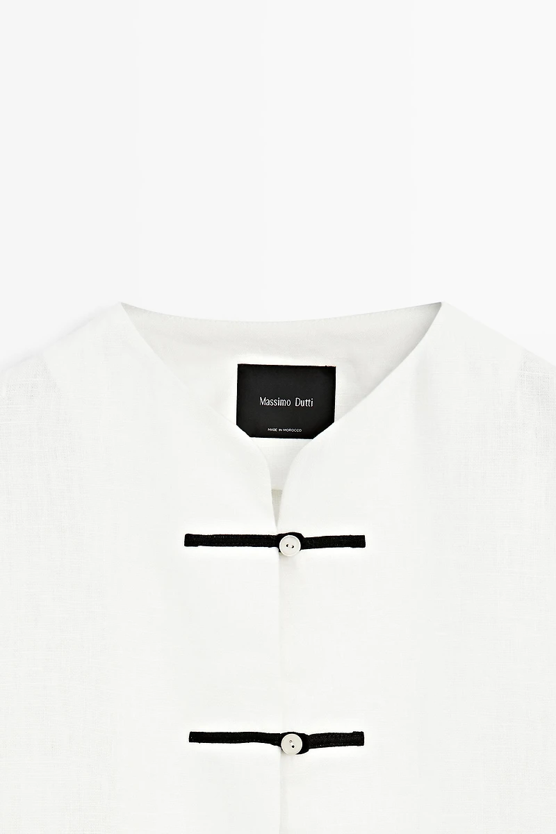 100% linen flowing shirt with button detail