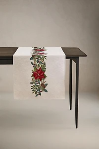 CHRISTMAS JACQUARD HOLLY TABLE RUNNER