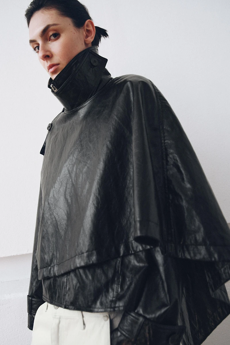 VESTE EFFET MATIÈRE SYNTHÉTIQUE ÉCHARPE ZW COLLECTION
