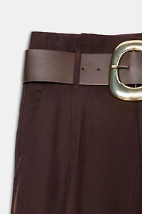 WIDE LEG BELTED PANTS