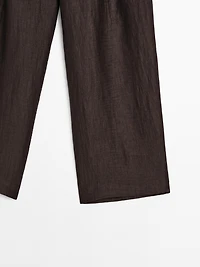 Pantalon à pinces fluide en lin mélangé