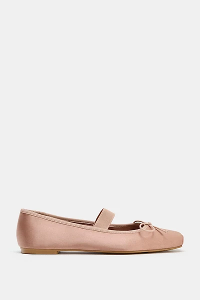 SATIN BOW BALLET FLATS
