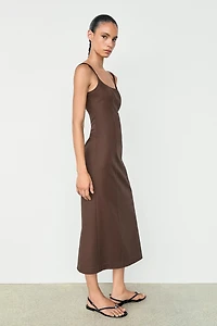 Cotton blend strappy midi dress