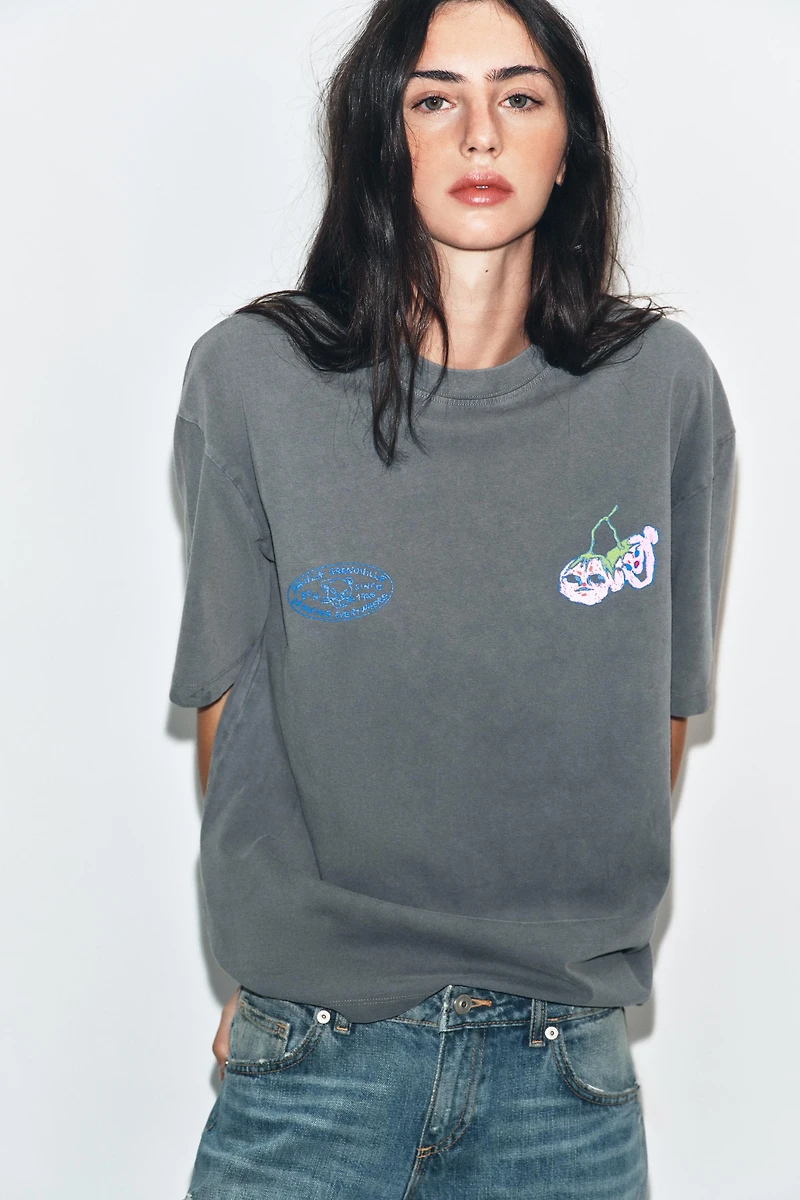 T-SHIRT EFFET DÉLAVÉ PAULA GRENOUILLE