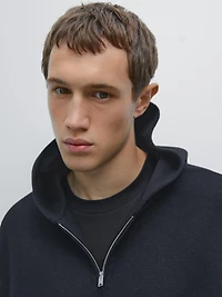 Veste à capuche en laine mélangée