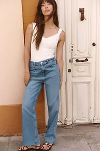 TWILL BODYSUIT WITH PICOT TRIM