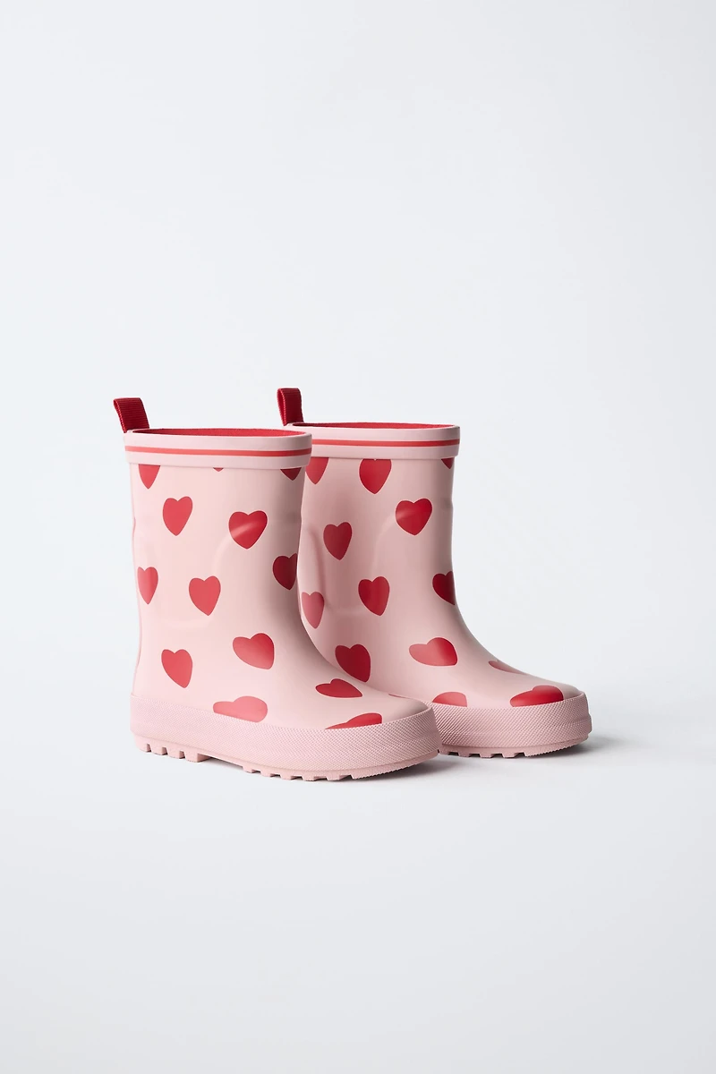 HEART PRINT RAIN BOOTS