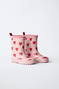 HEART PRINT RAIN BOOTS