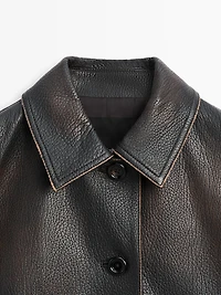 Blouson court en cuir nappa