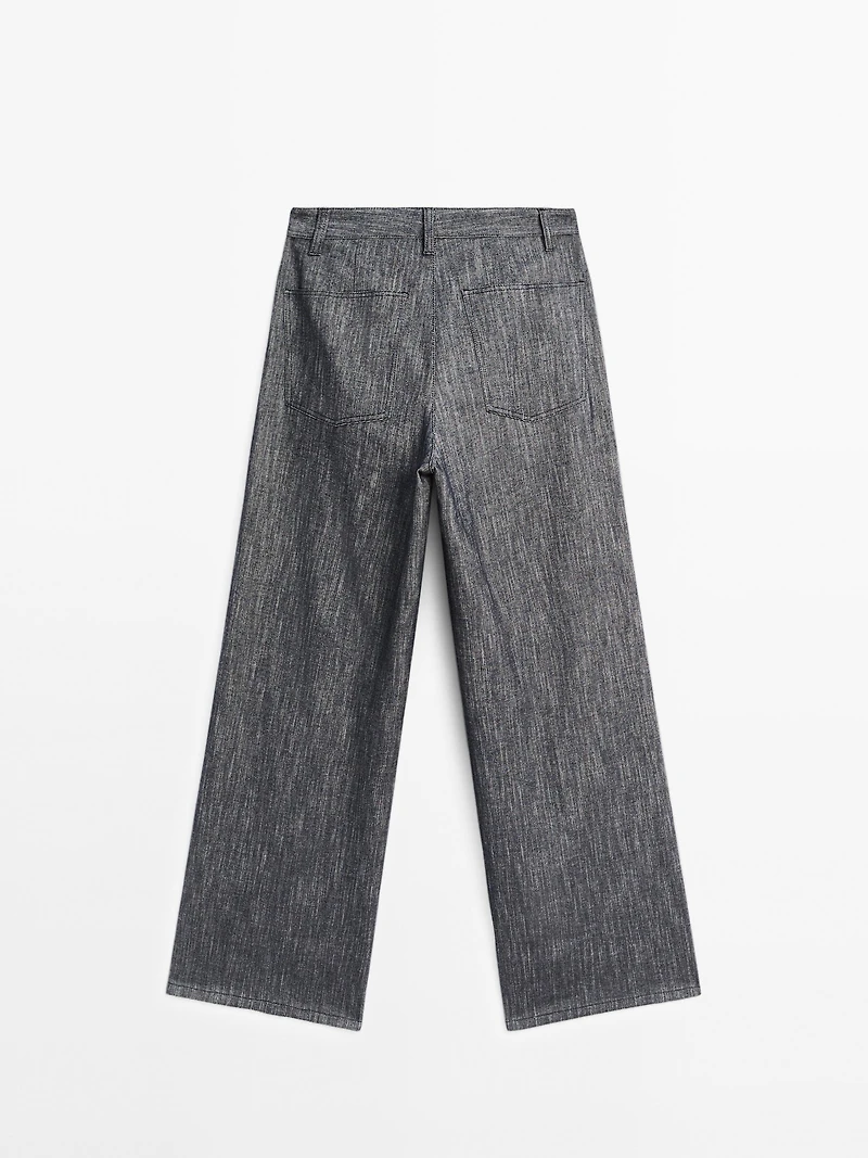Mid-rise wide-leg trousers