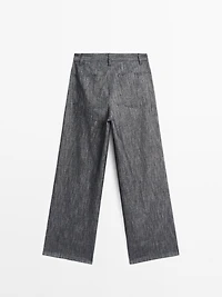 Mid-rise wide-leg trousers