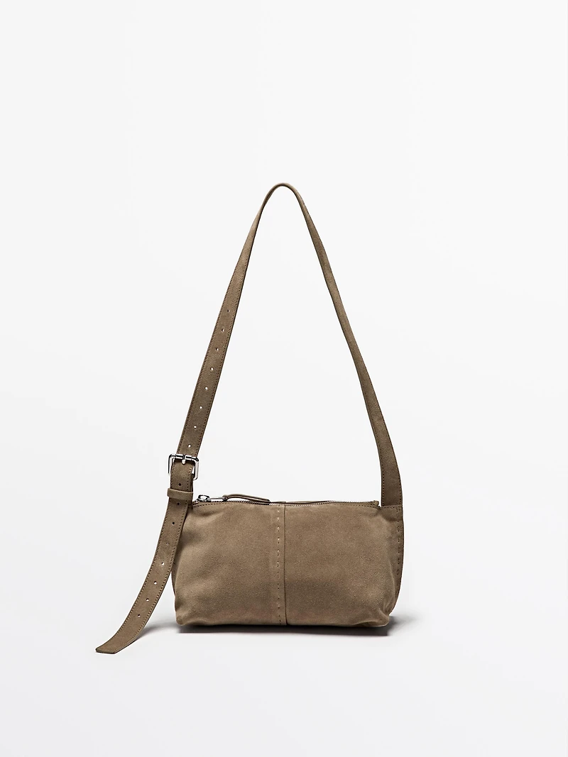 Split suede leather mini crossbody bag