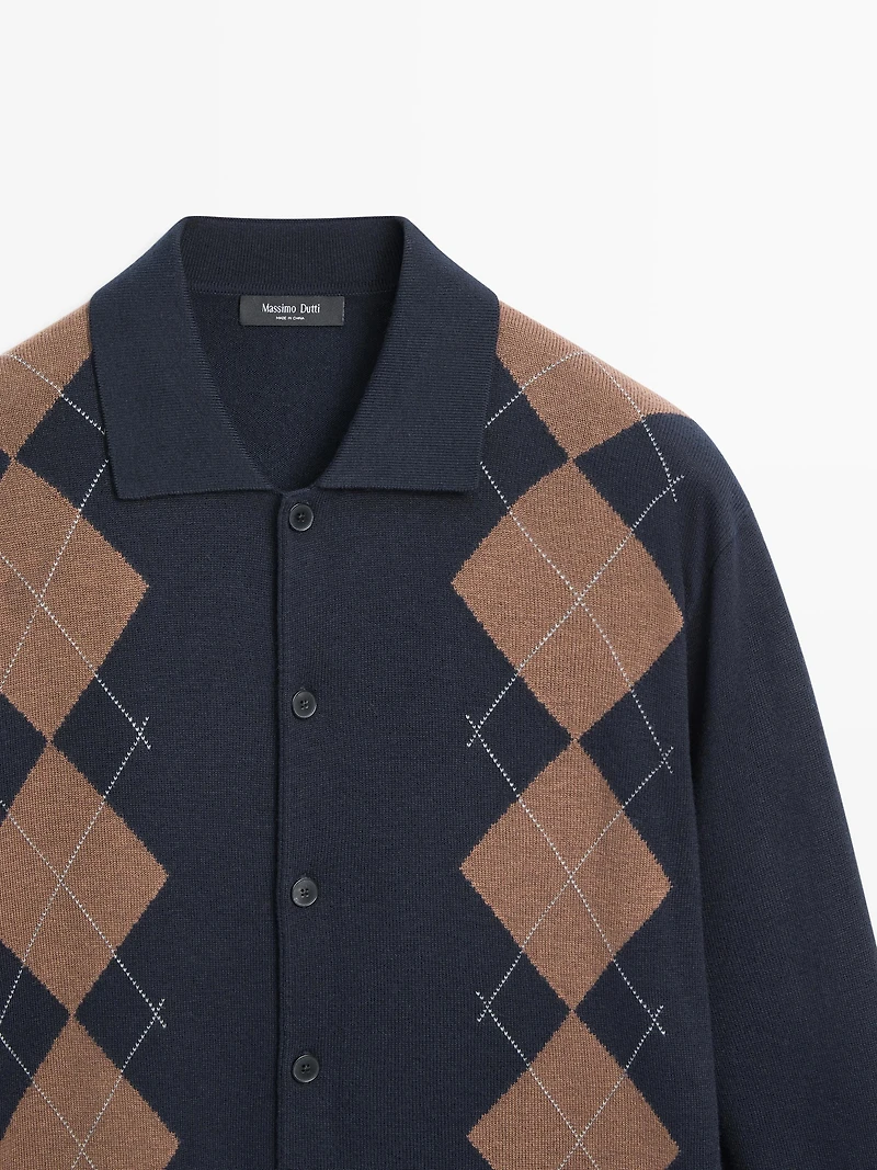 Cardigan laine à losanges
