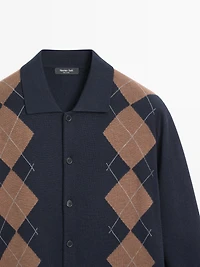 Cardigan laine à losanges