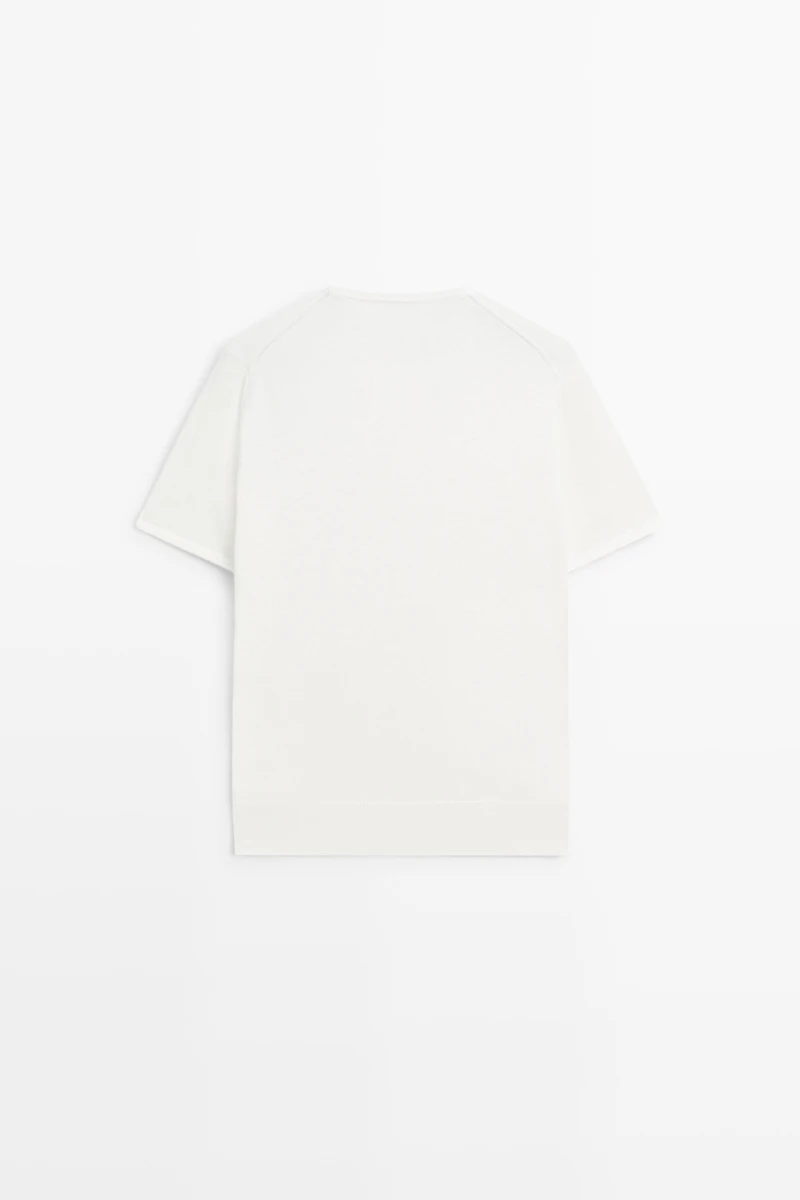 Cotton blend knit short-sleeve sweater