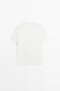 Cotton blend knit short-sleeve sweater