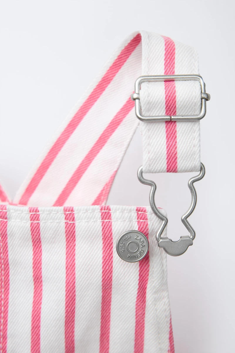 STRIPED TWILL OVERALLS