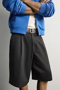 PINSTRIPE BAGGY FIT SHORTS