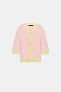 POINTELLE COMBINATION CARDIGAN