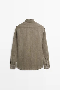 100% linen regular fit striped shirt