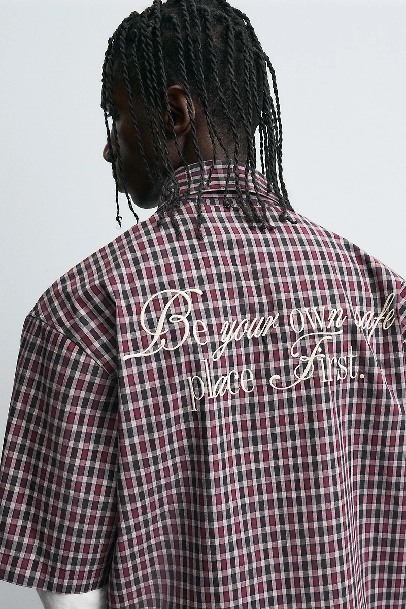 EMBROIDERED PLAID SHIRT