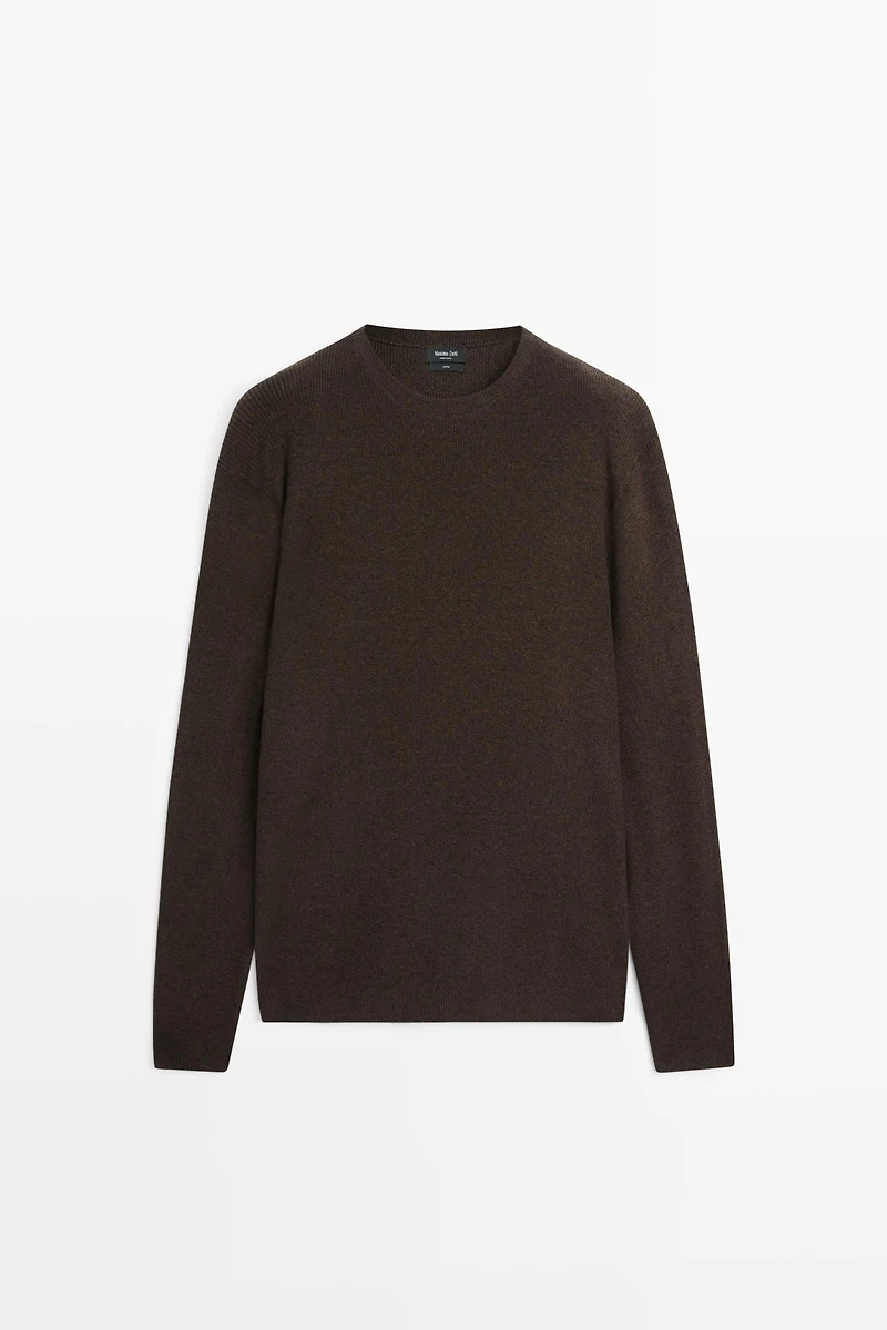 Pull col rond mouliné en pur coton