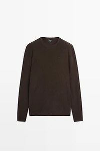 Pull col rond mouliné en pur coton