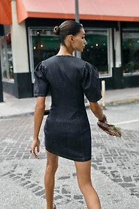 Z1975 PUFF SLEEVE MINI DENIM DRESS