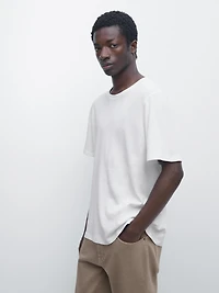 T-shirt à manches courtes en lin et coton