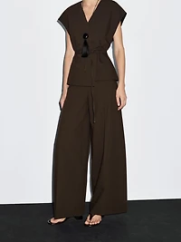 High-waist wide-leg trousers