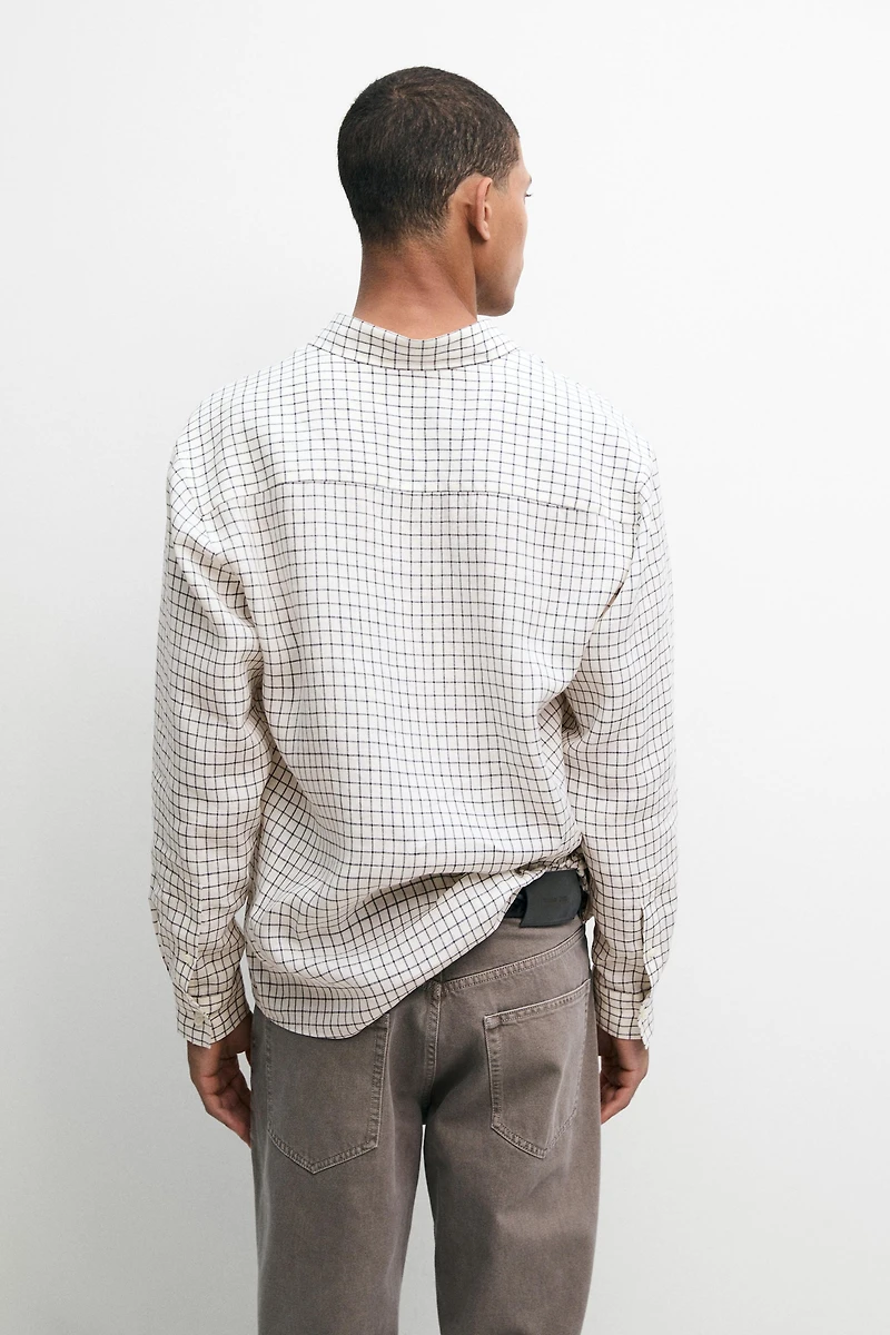 100% linen regular-fit check shirt