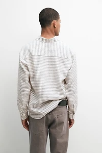 100% linen regular-fit check shirt