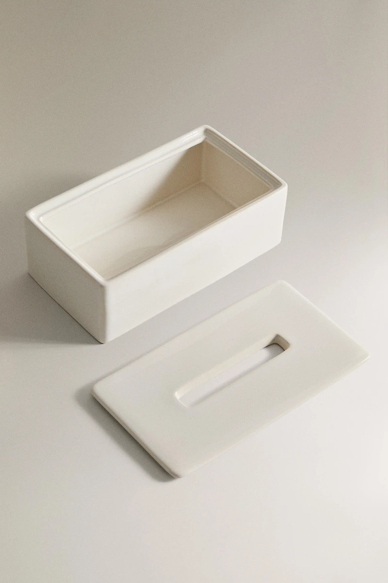 WHITE CERAMIC TISSUE BOX