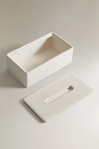 WHITE CERAMIC TISSUE BOX