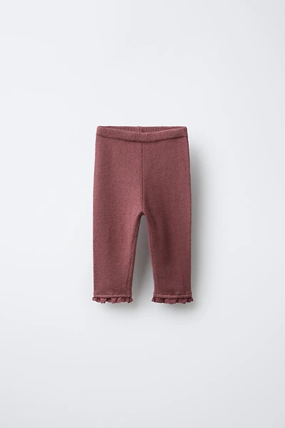 LACE TRIM KNIT LEGGINGS