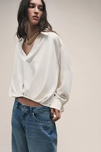 ASYMMETRIC PLEATED HEM SHIRT