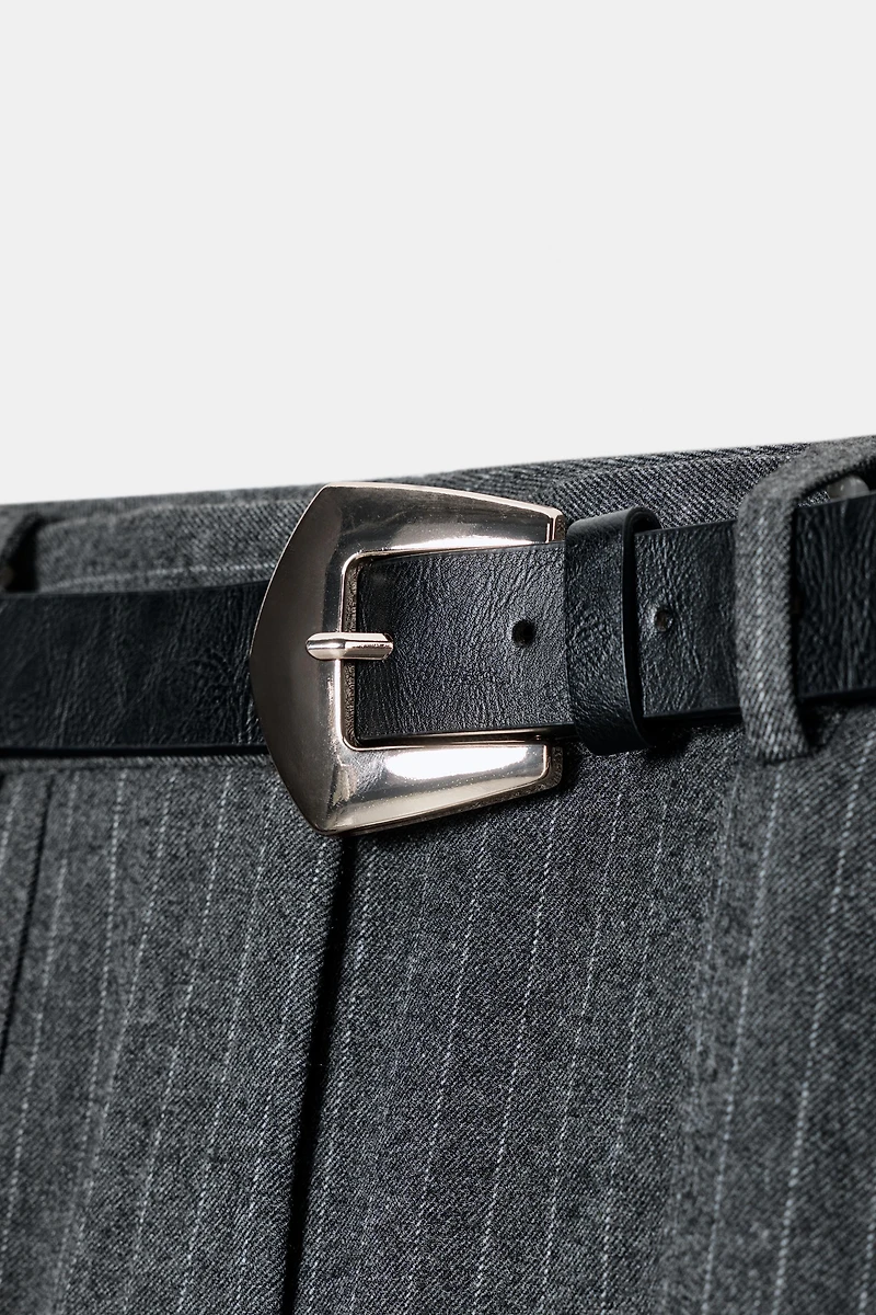 PINSTRIPE BELTED CULOTTES