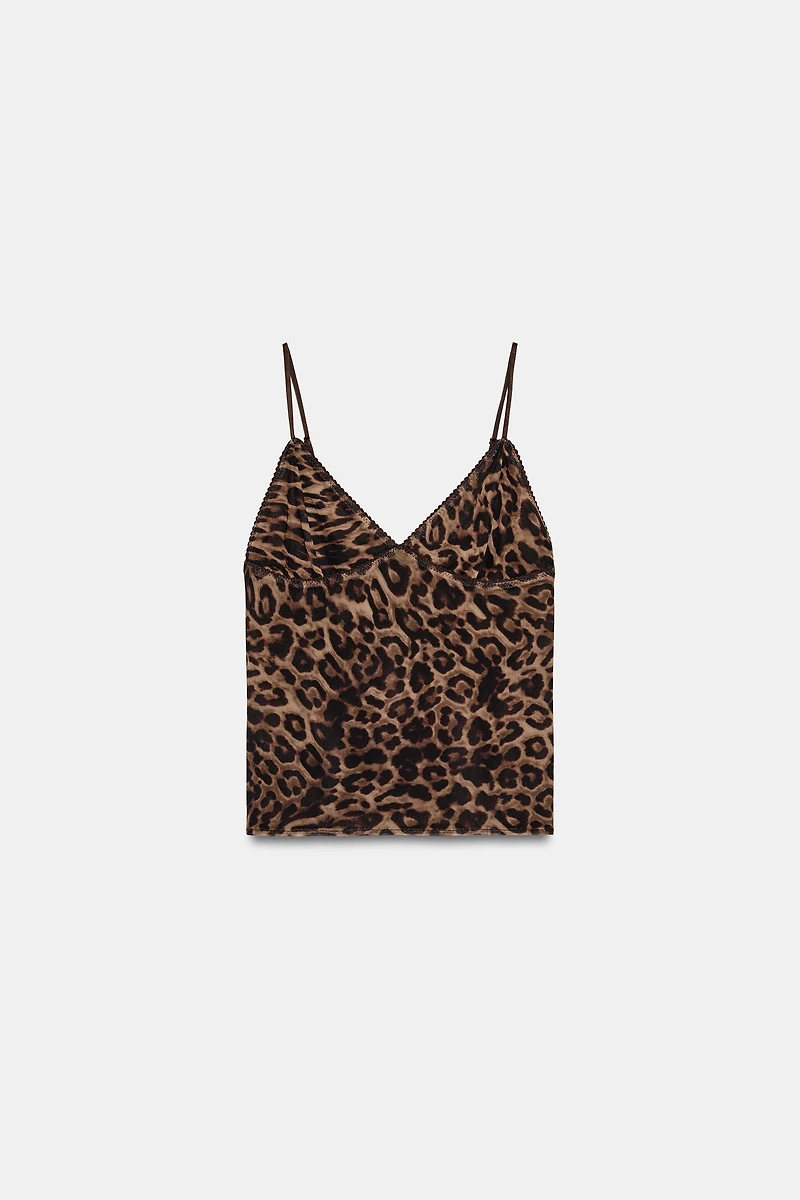 ANIMAL PRINT TULLE TOP