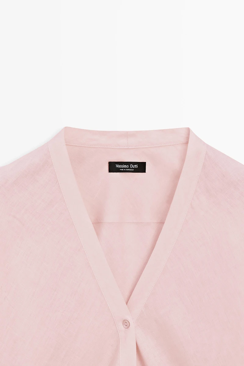 Lightweight 100% linen V-neck shirt