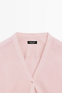 Lightweight 100% linen V-neck shirt