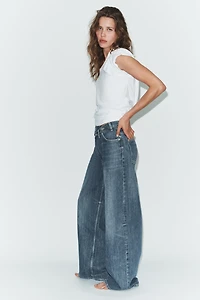 TRF HIGH-WAIST CROSSOVER WAIST WIDE LEG JEANS