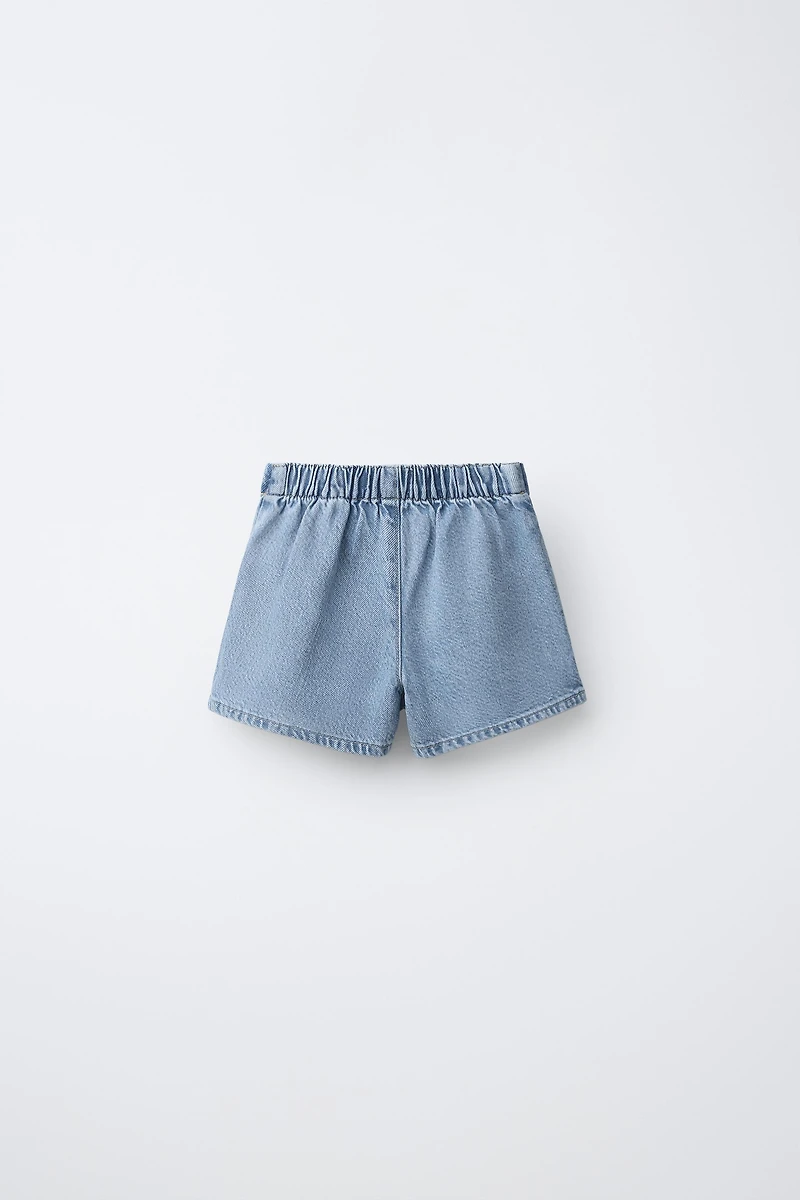 DENIM SKORT WITH BOWS