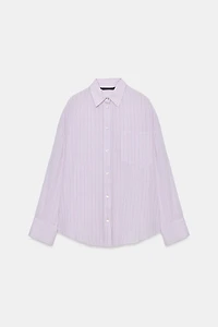 OVERSIZED STRIPED GAUZE SHIRT WITH POCKET