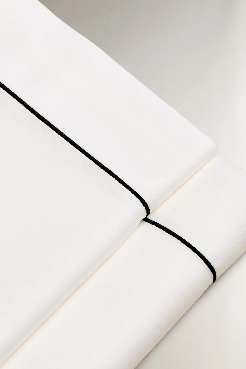 SATEEN FLAT SHEET WITH EMBROIDERED EDGE