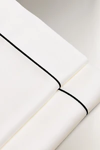 SATEEN FLAT SHEET WITH EMBROIDERED EDGE