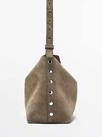 Split leather bag with stud details